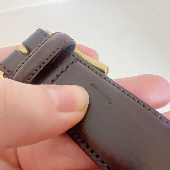 Trafalgar Men's Brown Leather Belt Brass Buckle Gold Size 38 - Picture 5 of 8